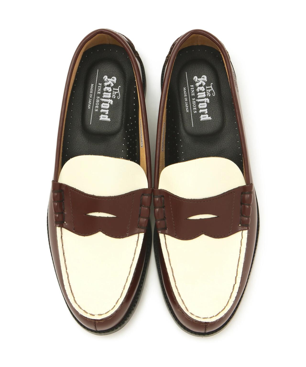美品　ケンフォード　ローファー　25cm ダークブラウン レザー The Kenford Fineshoes/MENS COMBI LOAFERS / DARK BROWN WHITE