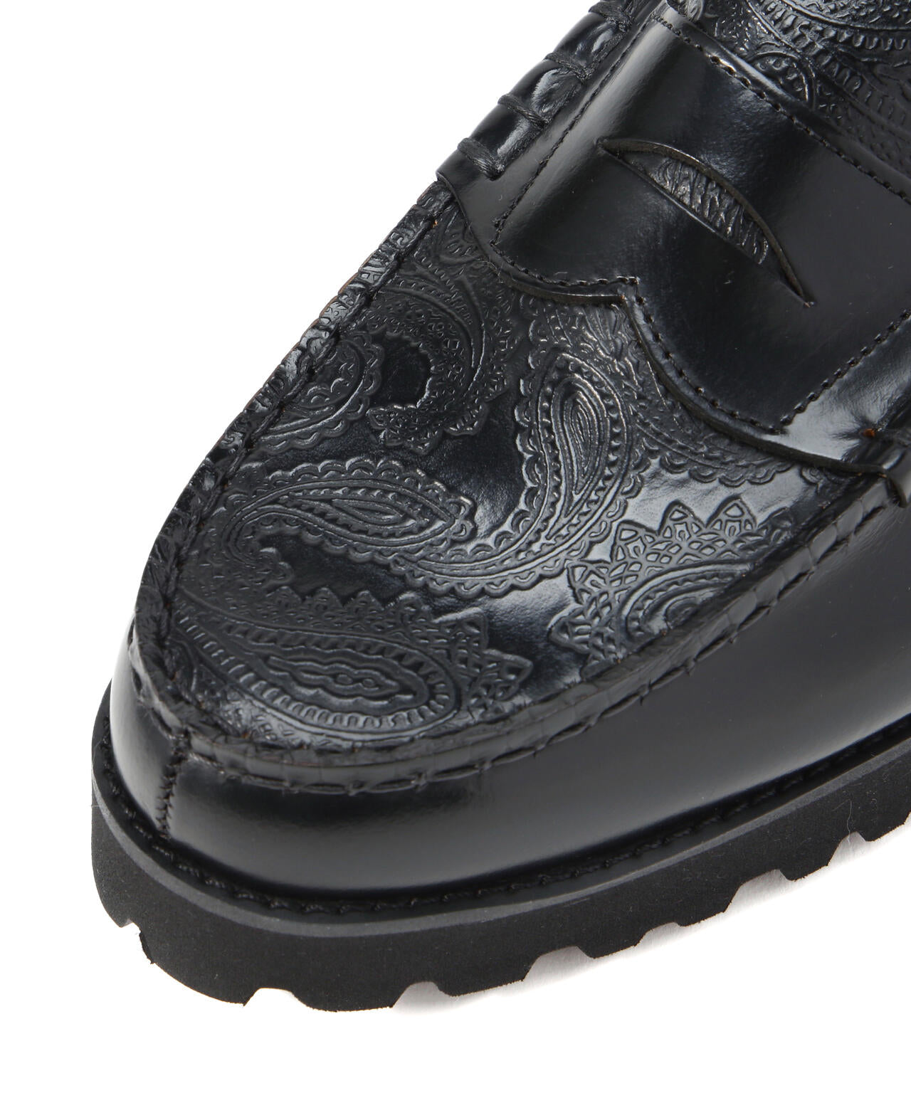 The Kenford Fineshoes/MENS TANK SOLE LOAFERS / BLACK BLACK PAISLEY