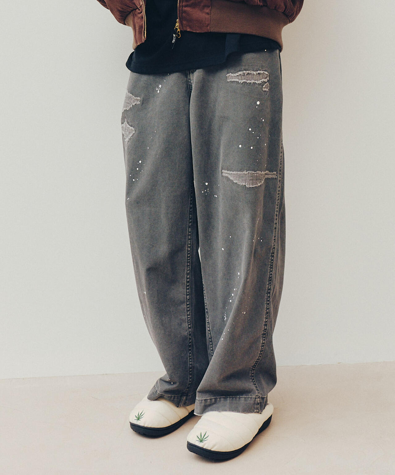 masnada マスナダ パンツ M1809 グレー 麻綿混 48 未使用 MANASTASH/マナスタッシュ/DISTRESSED CHINO PANTS/チノパンツ