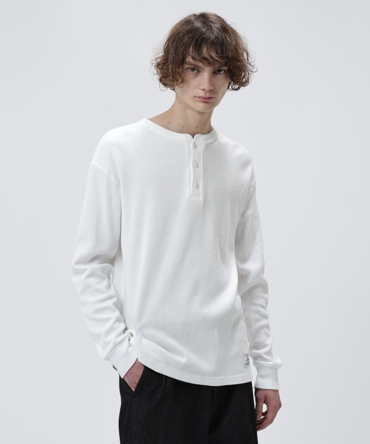HONEYCOMB WAFFLE LS HENLEY NECK T-SHIRT / ハニカム ワッフル ロング