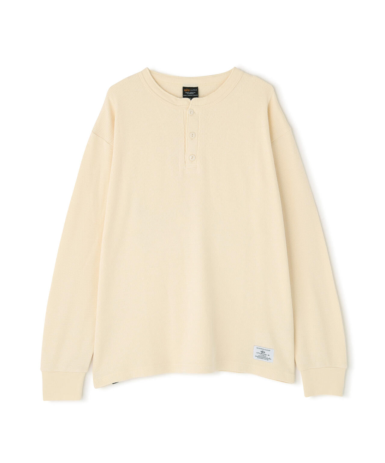 HONEYCOMB WAFFLE LS HENLEY NECK T-SHIRT