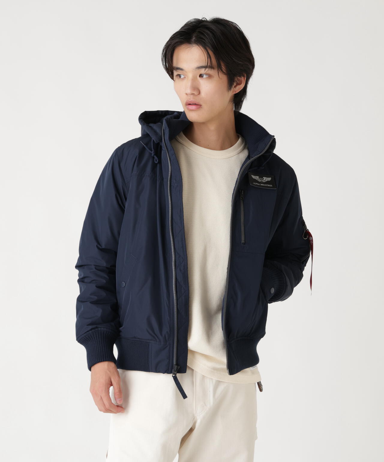 HOODED RIB FLIGHT JACKET | Alpha Industries（アルファ