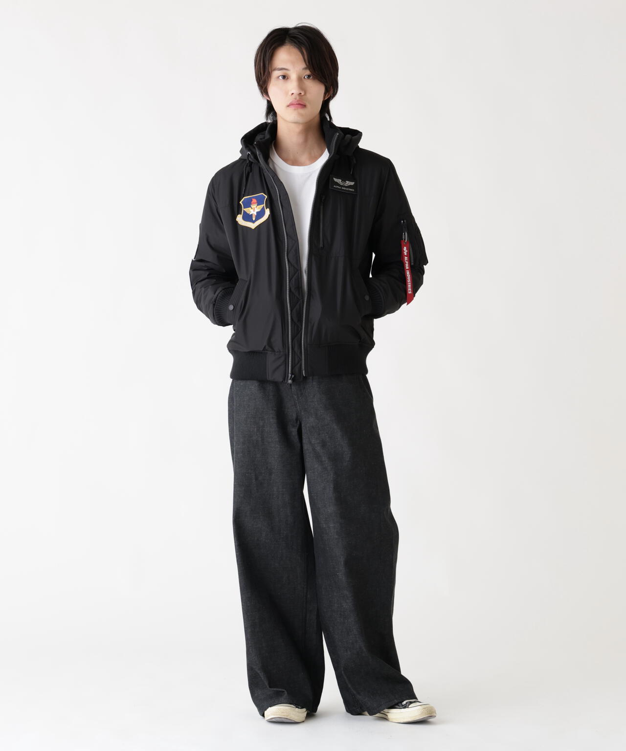 PATCHED HOODED RIB FLIGHT JACKET / パッチ フーデッド リブ フライト