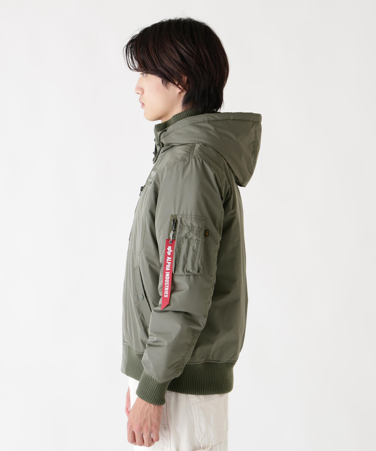PATCHED HOODED RIB FLIGHT JACKET | Alpha Industries（アルファ
