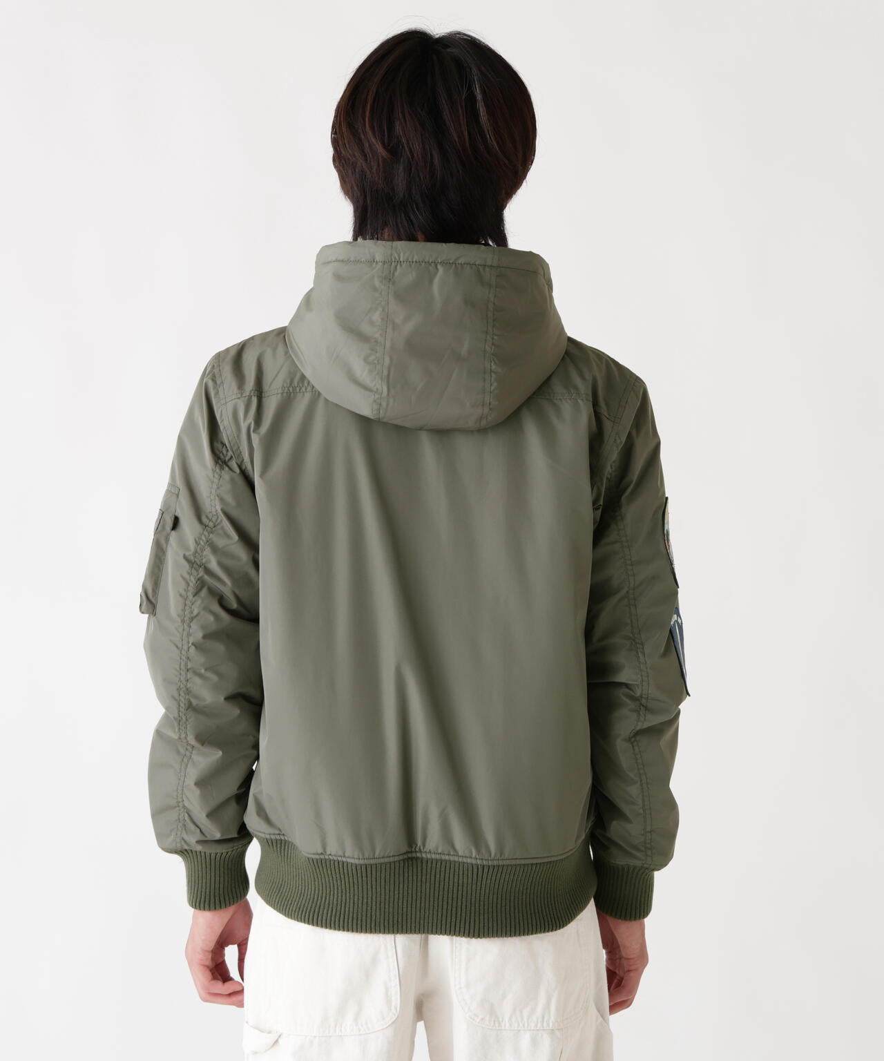 PATCHED HOODED RIB FLIGHT JACKET | Alpha Industries（アルファ