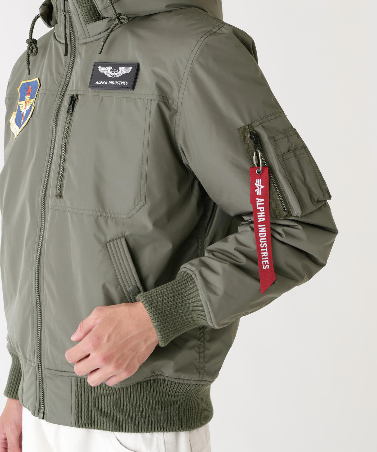 PATCHED HOODED RIB FLIGHT JACKET | Alpha Industries（アルファ