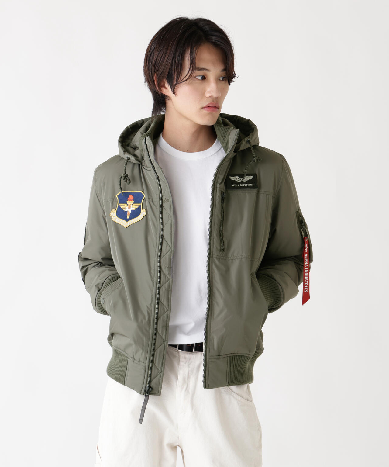 PATCHED HOODED RIB FLIGHT JACKET | Alpha Industries
