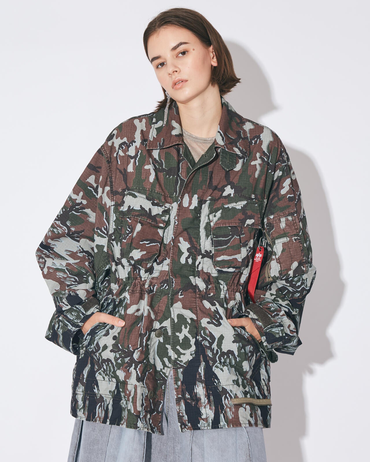 beautiful people × Alpha｜double-end camouflage field jacket