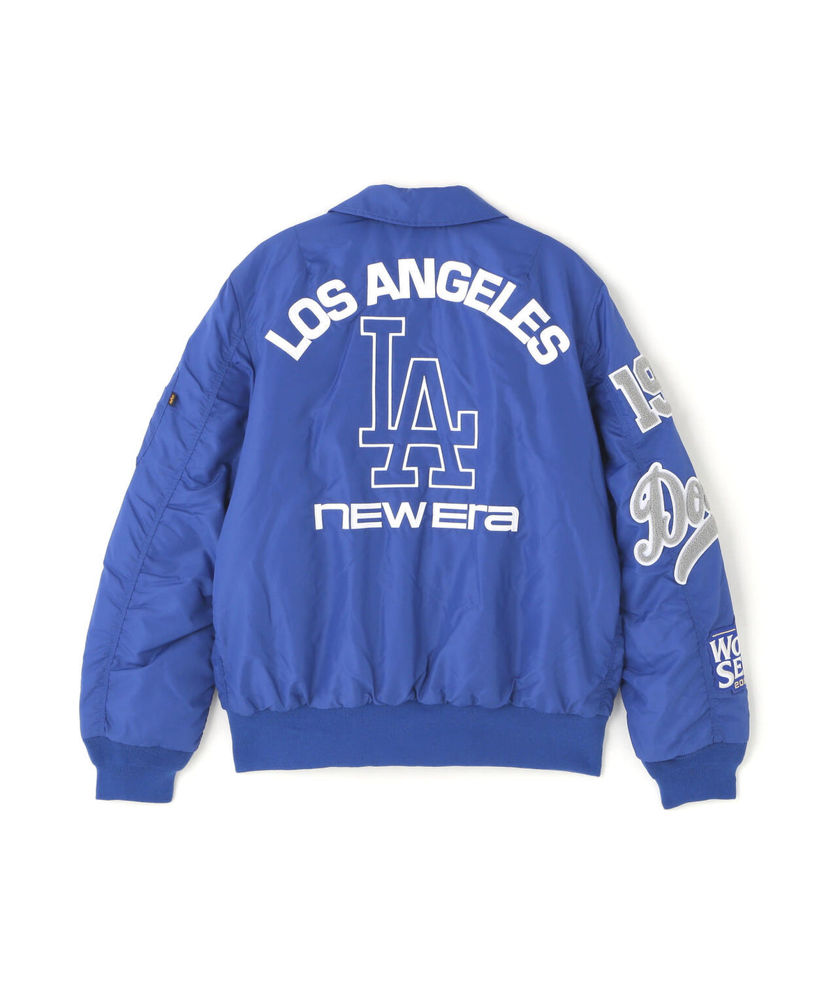 《MLB X ALPHA X NEW ERA》MA-1 FLIGHT JACKET ロサンゼルス・ドジャース　ブルー
