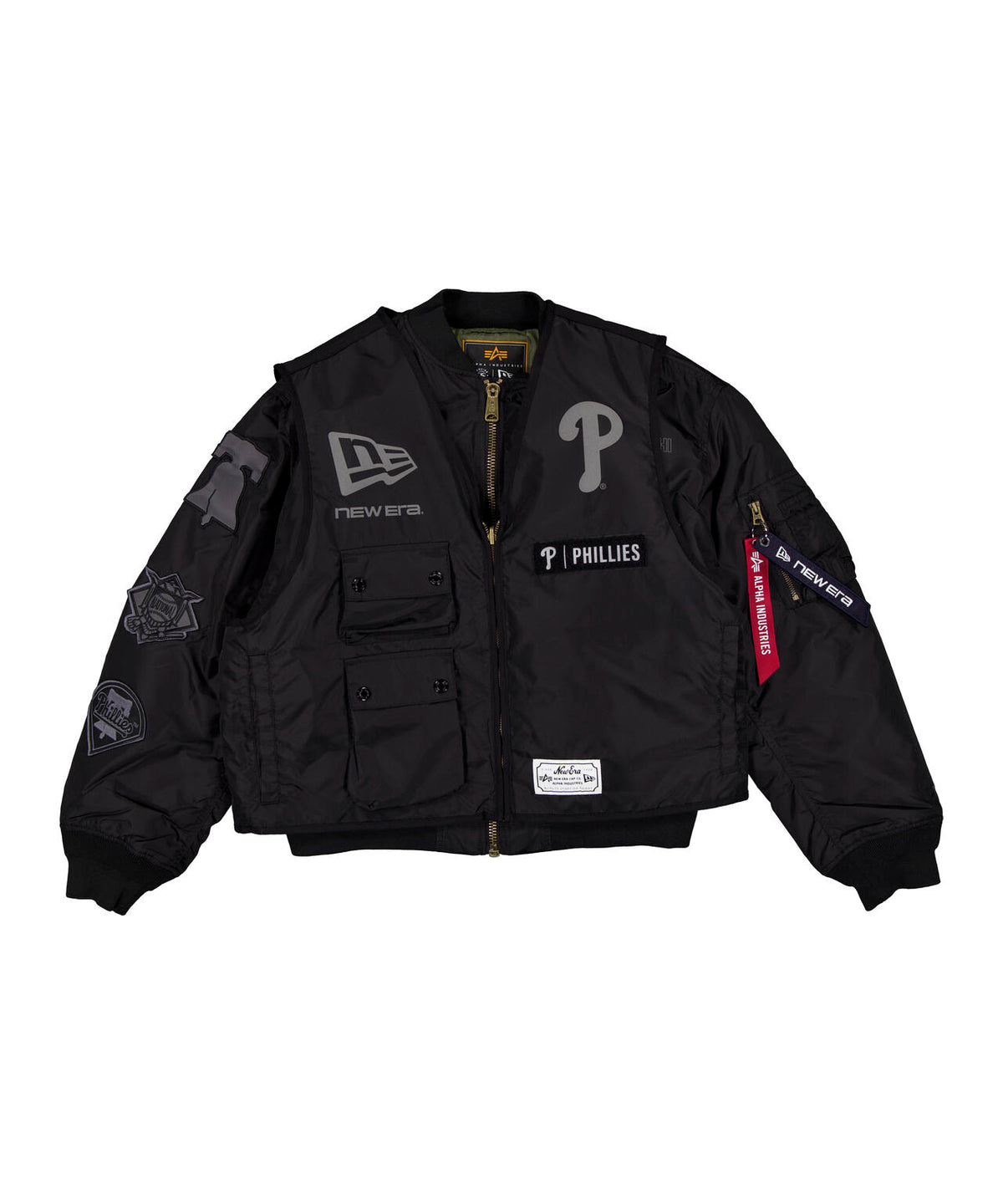 《MLB X ALPHA X NEW ERA》MA-1 2in1 FLIGHT JACKET & VEST フィラデルフィア・フィリーズ