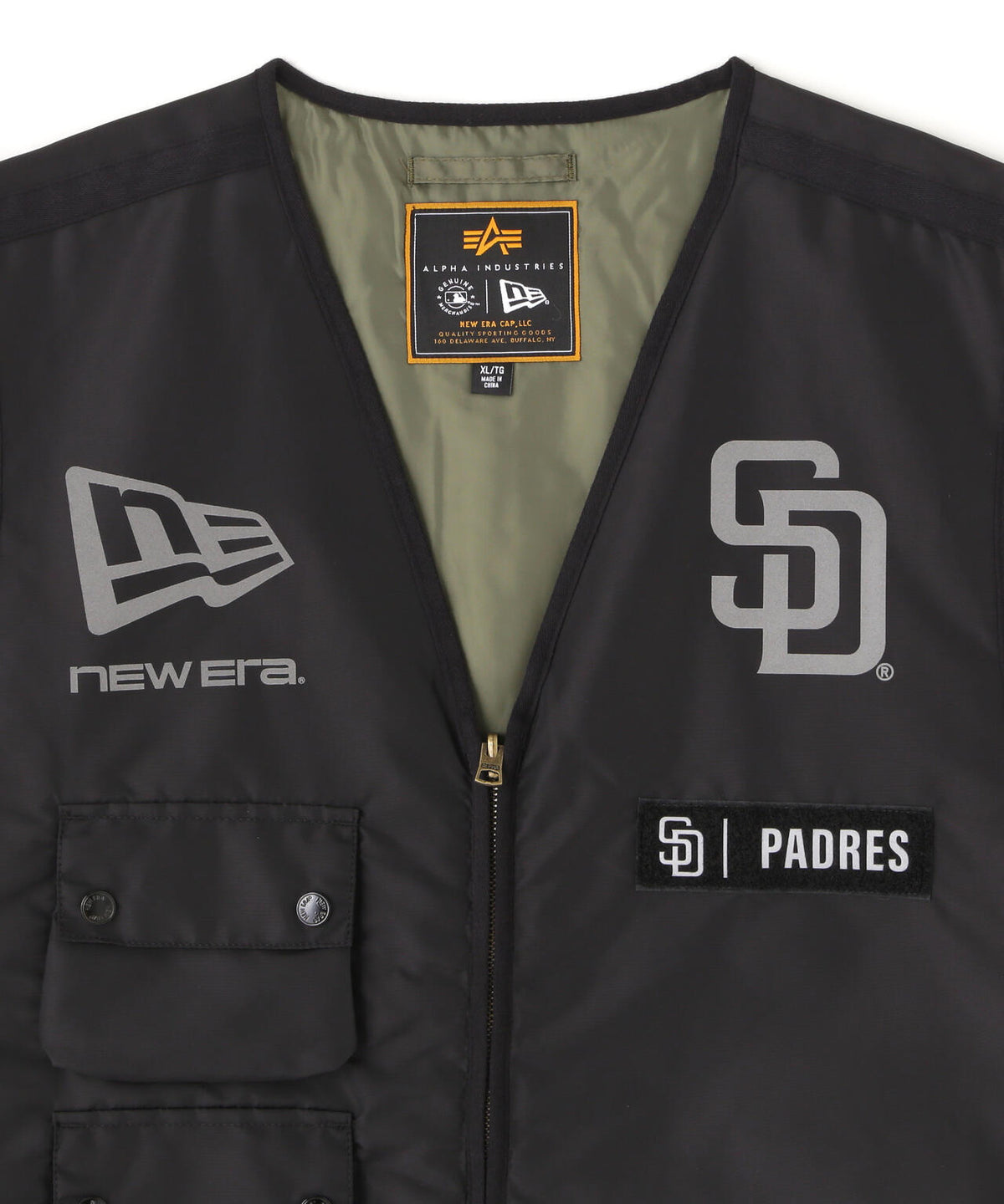 《MLB X ALPHA X NEW ERA》MA-1 2in1 FLIGHT JACKET & VEST サンディエゴ・パドレス